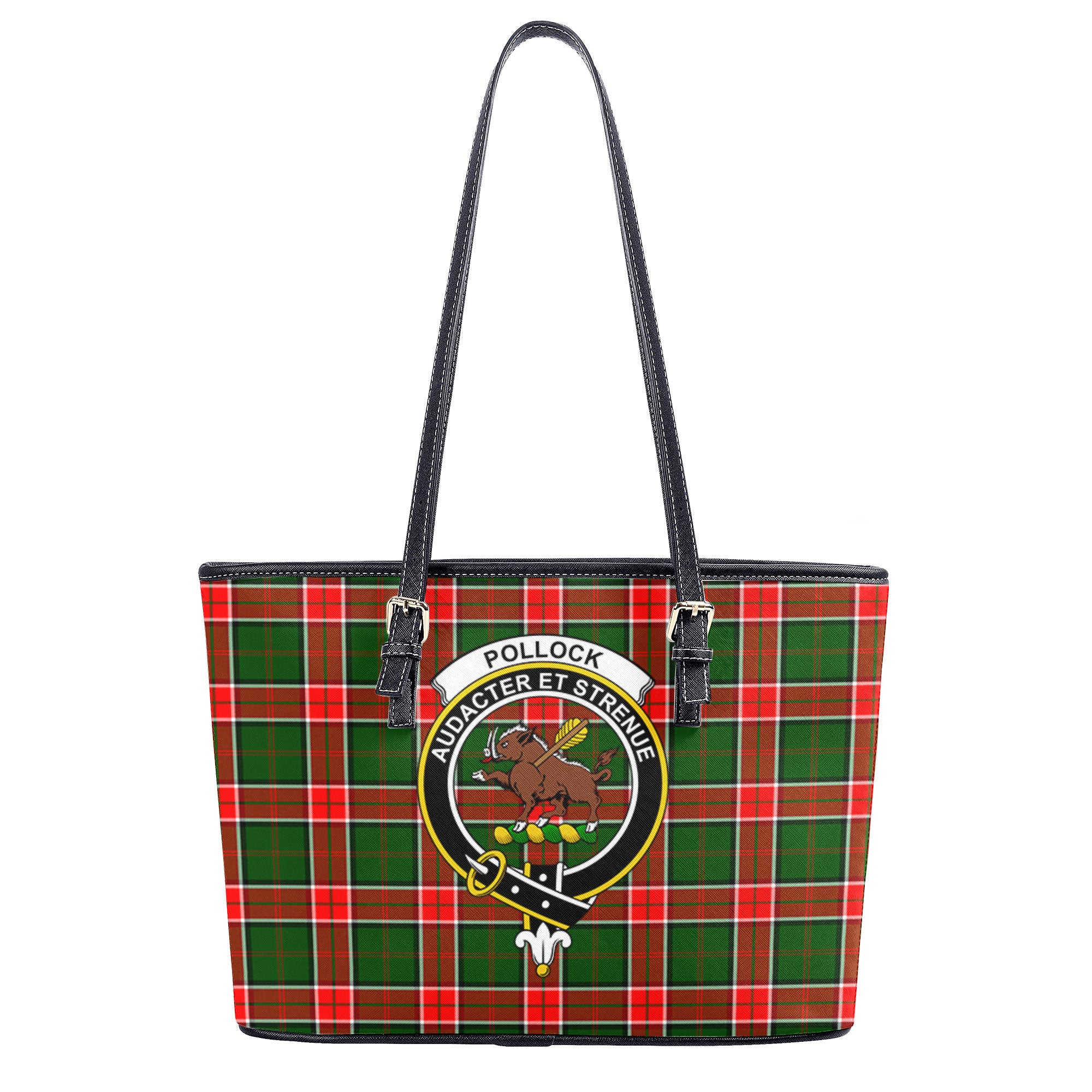 Pollock Tartan Crest Leather Tote Bag