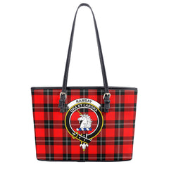 Ramsay Modern Tartan Crest Leather Tote Bag