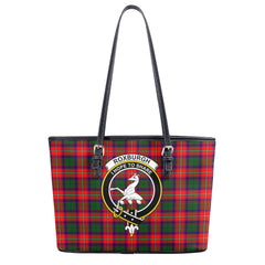 Roxburgh District Tartan Crest Leather Tote Bag