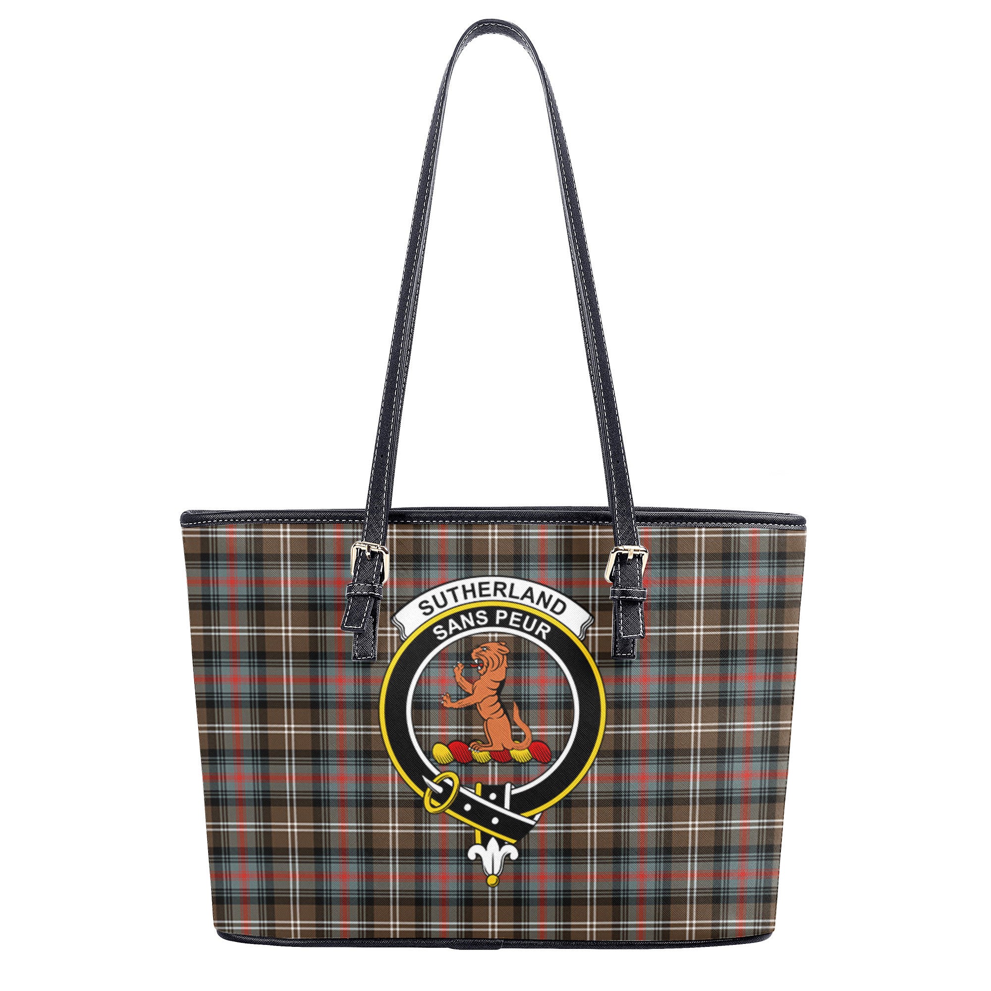 Sutherland Weathered Tartan Crest Leather Tote Bag