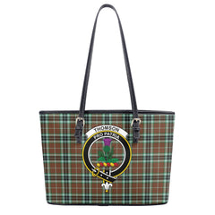 Thomson Hunting Modern Tartan Crest Leather Tote Bag