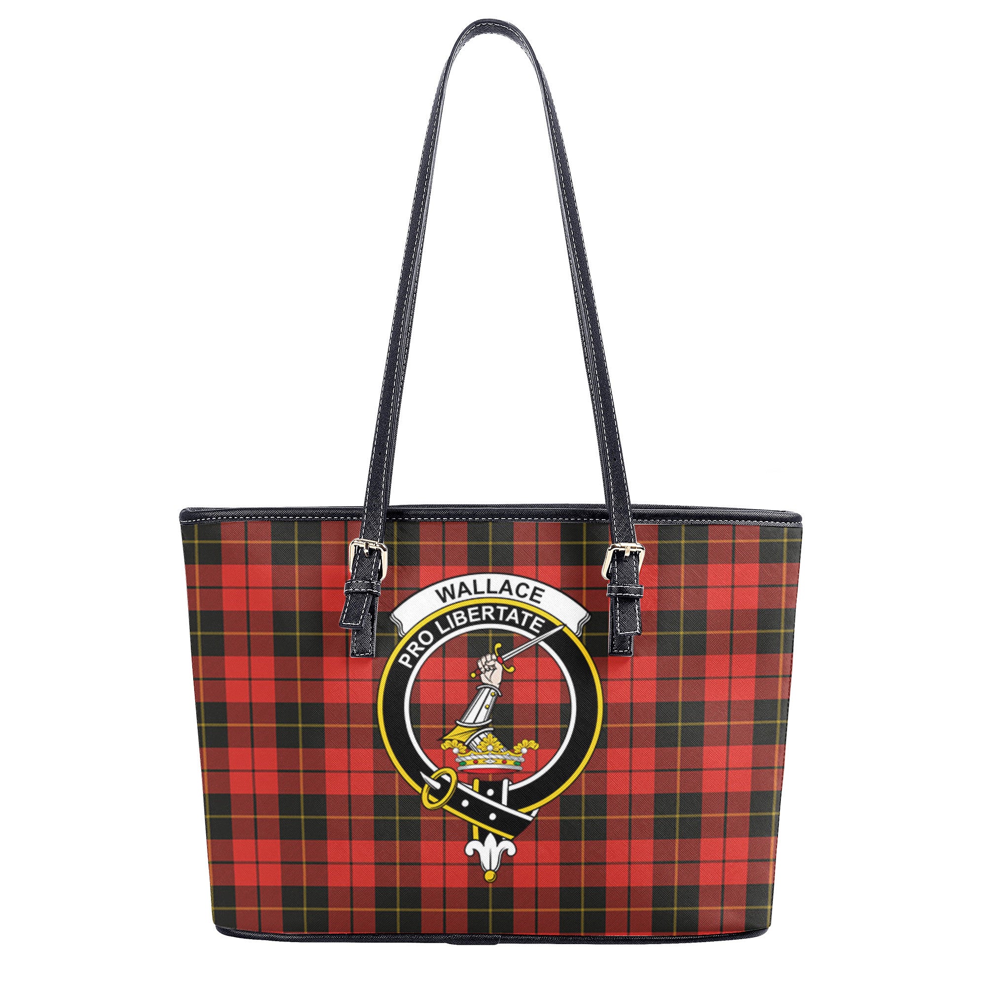 Wallace Weathered Tartan Crest Leather Tote Bag