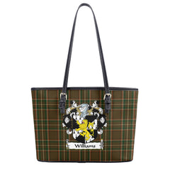 Williams Tartan Crest Leather Tote Bag