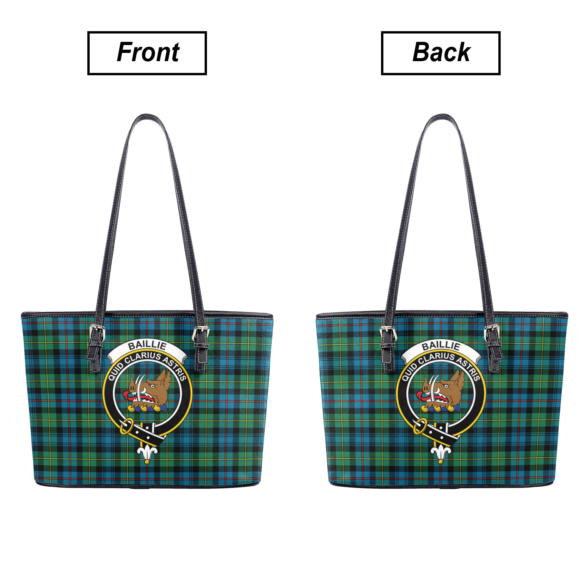 Baillie Ancient Tartan Crest Leather Tote Bag