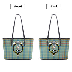 Balfour Blue Tartan Crest Leather Tote Bag