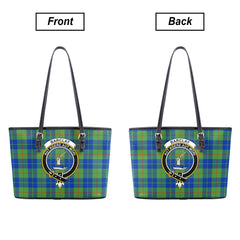 Barclay Hunting Ancient Tartan Crest Leather Tote Bag