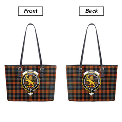 Brown Ancient Tartan Crest Leather Tote Bag