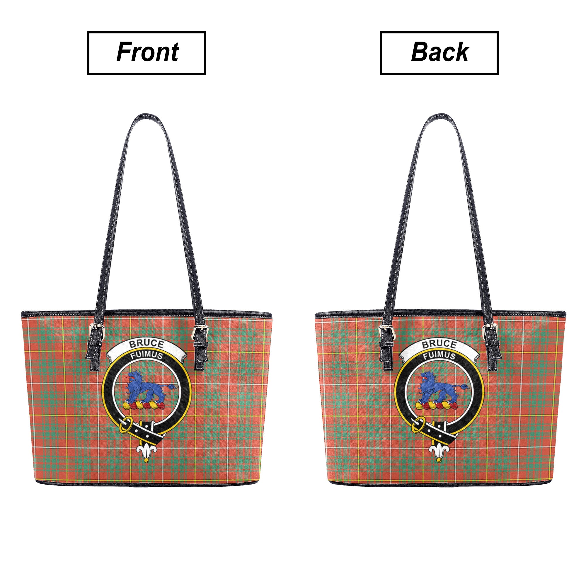 Bruce Ancient Tartan Crest Leather Tote Bag