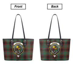 Buchan Ancient Tartan Crest Leather Tote Bag