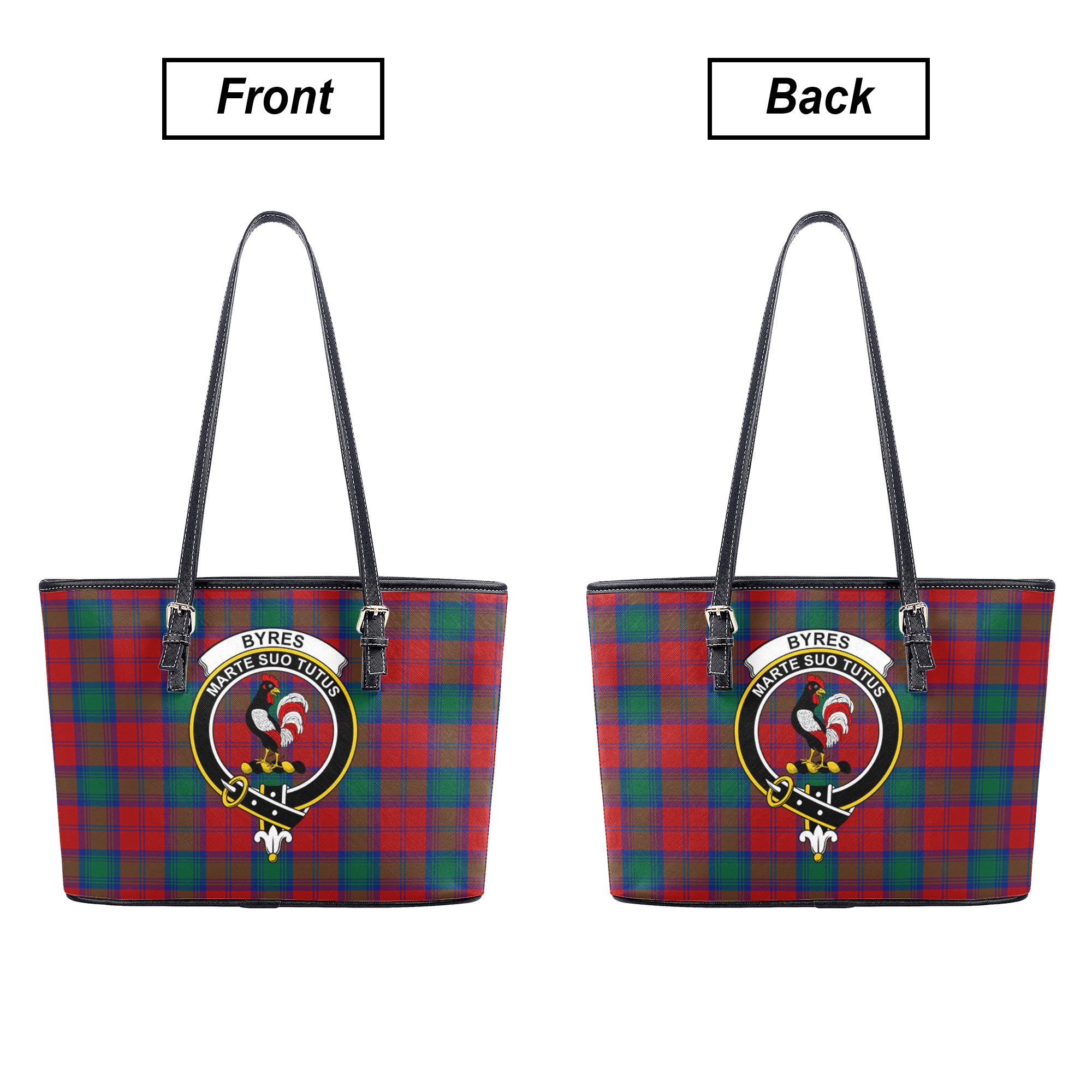 Byres Tartan Crest Leather Tote Bag