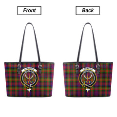 Carnegie Modern Tartan Crest Leather Tote Bag