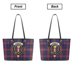 Chisholm Hunting Modern Tartan Crest Leather Tote Bag