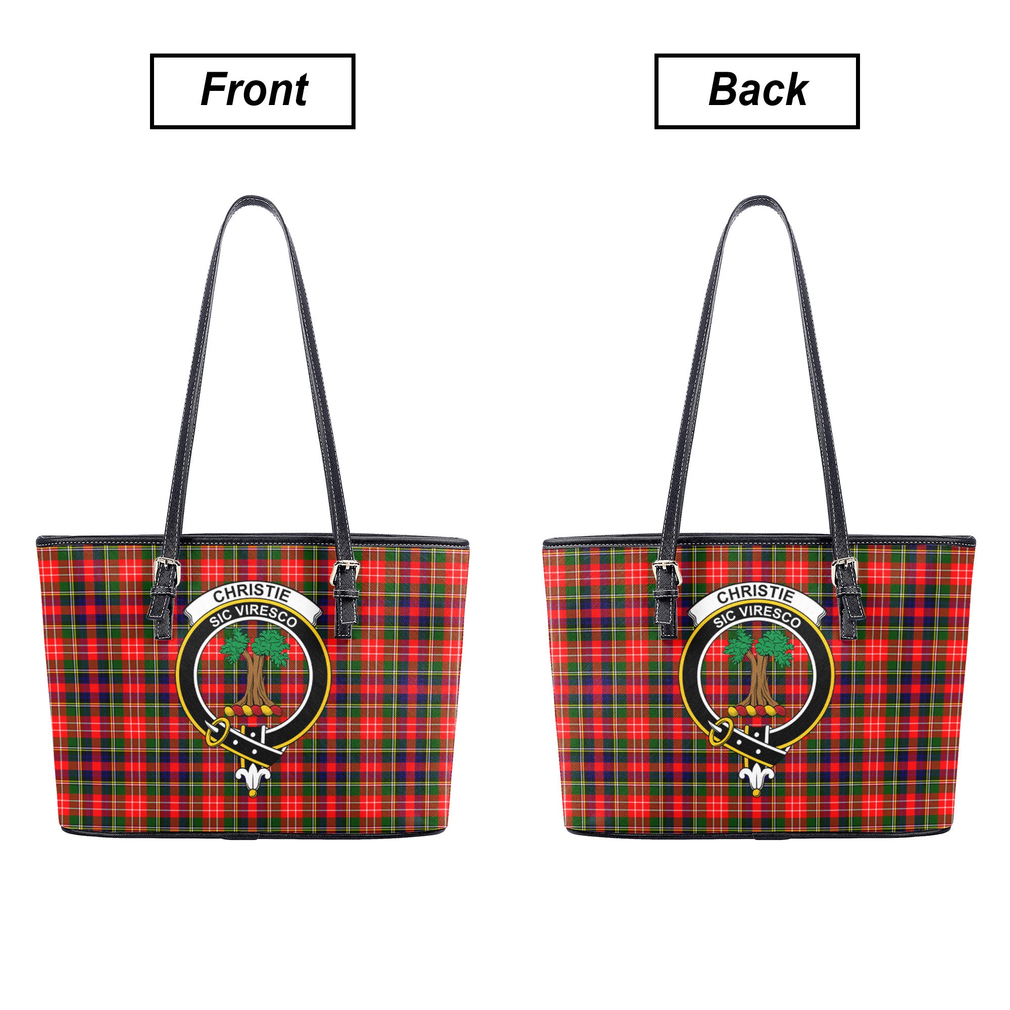 Christie Tartan Crest Leather Tote Bag