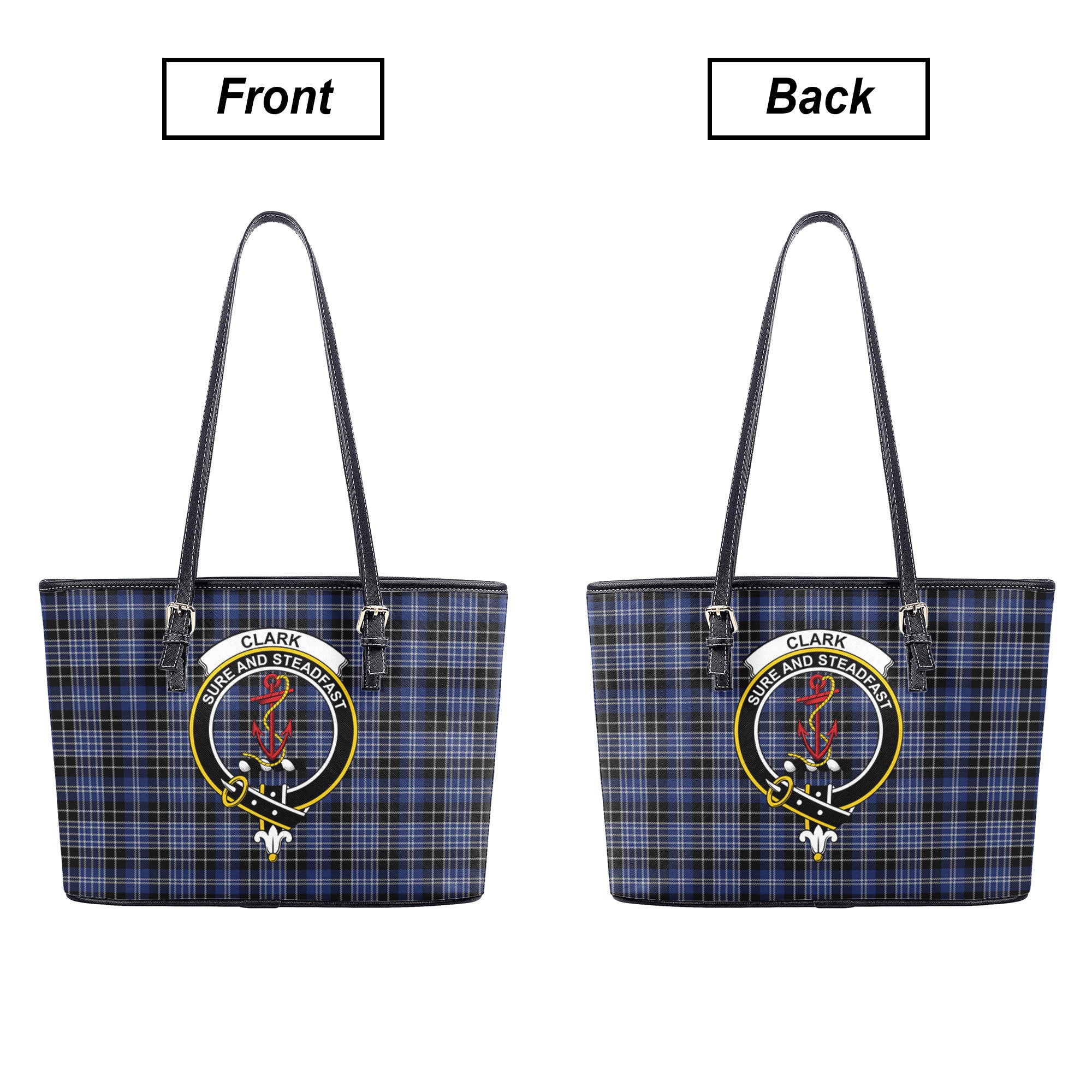 Clark Modern Tartan Crest Leather Tote Bag