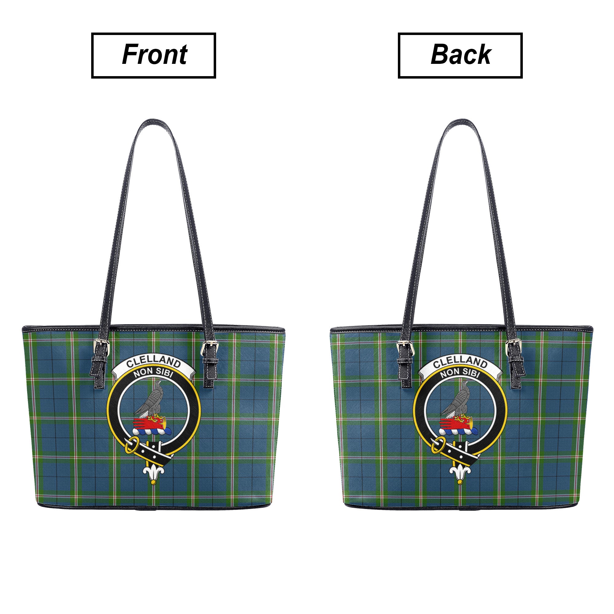 Clelland Tartan Crest Leather Tote Bag