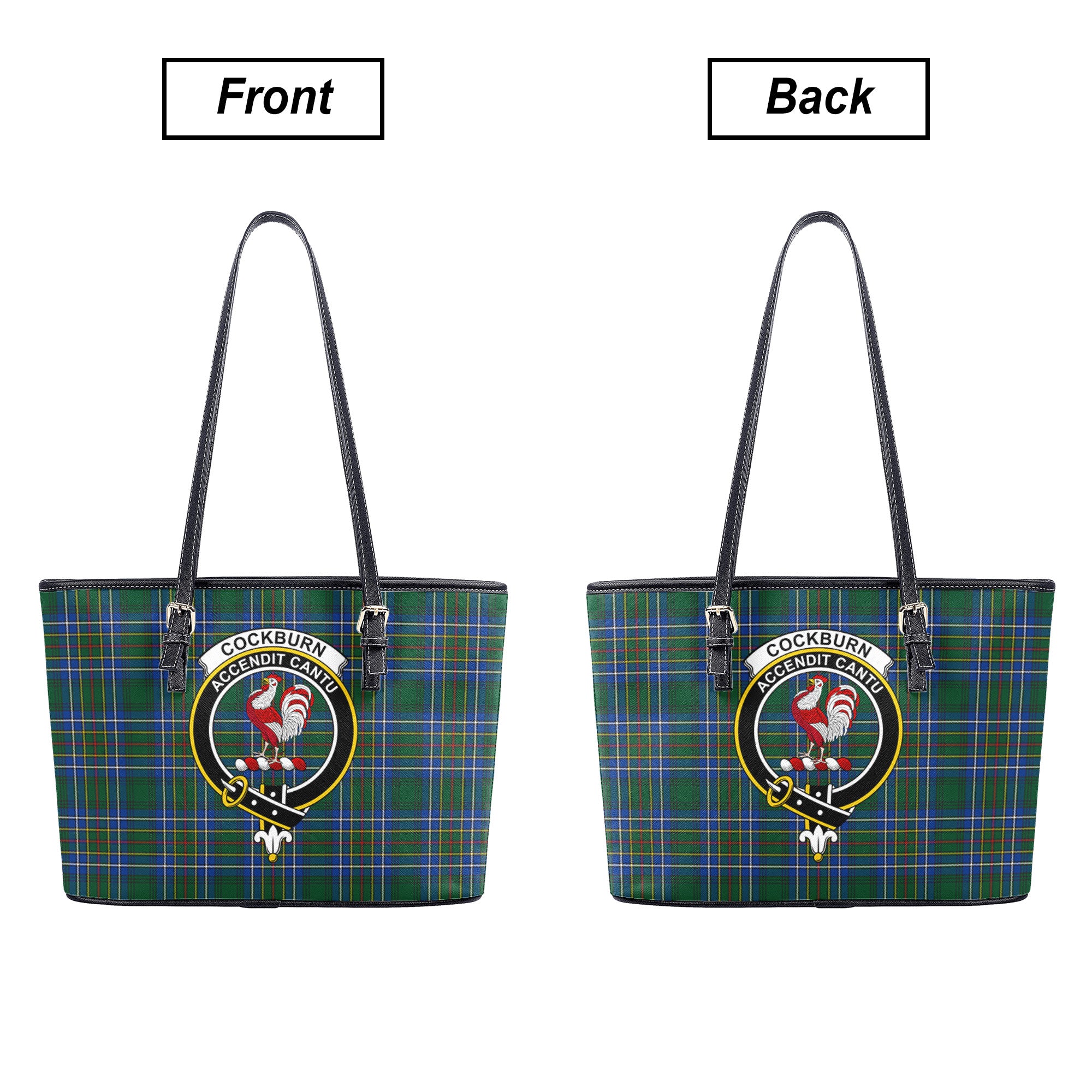 Cockburn Ancient Tartan Crest Leather Tote Bag