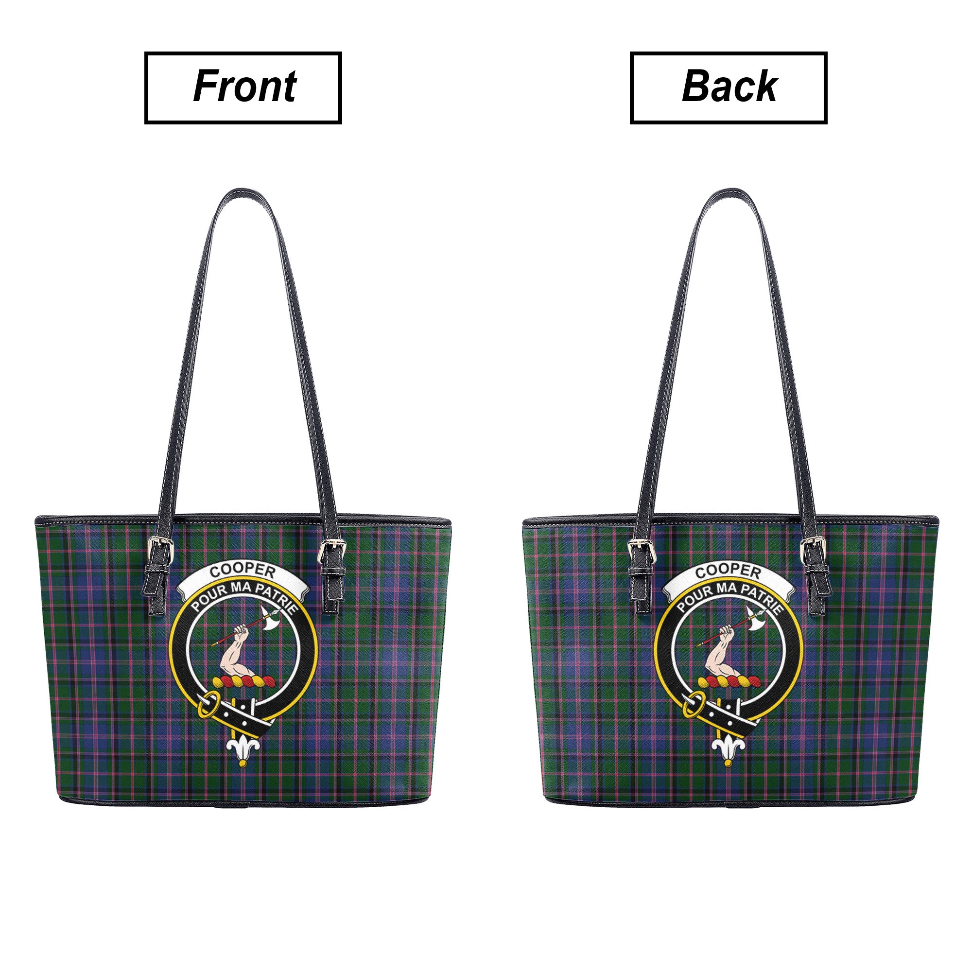 Cooper Tartan Crest Leather Tote Bag