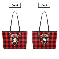 Cunningham Modern Tartan Crest Leather Tote Bag