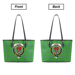 Currie Tartan Crest Leather Tote Bag