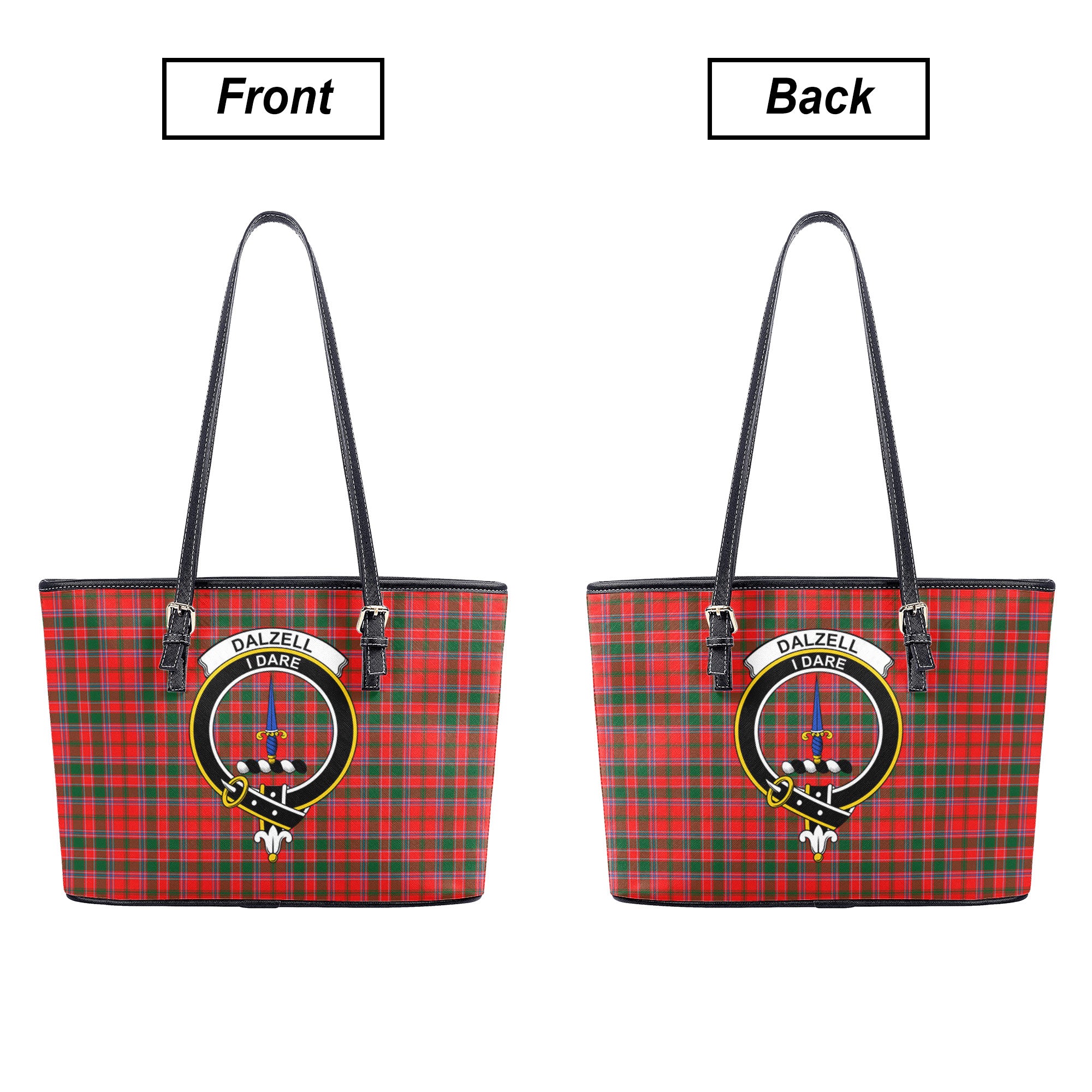 Dalziel Modern Tartan Crest Leather Tote Bag