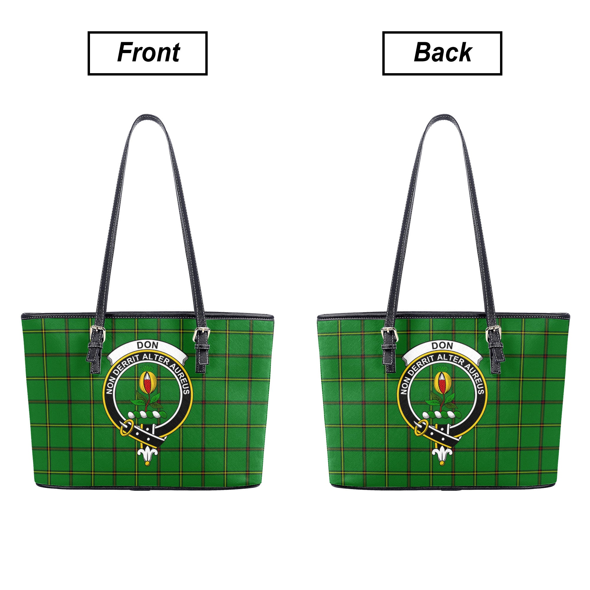 Don Tartan Crest Leather Tote Bag