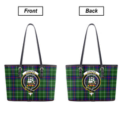 Duncan Modern Tartan Crest Leather Tote Bag