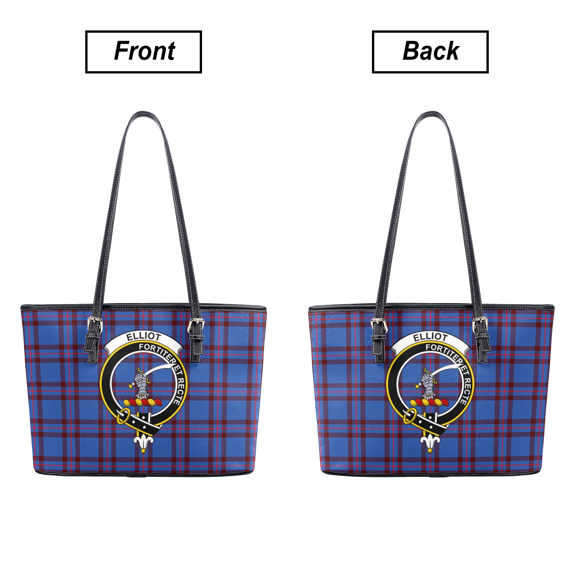 Elliot Modern Tartan Crest Leather Tote Bag