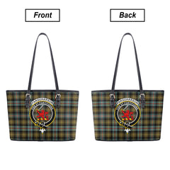 Farquharson Weathered Tartan Crest Leather Tote Bag