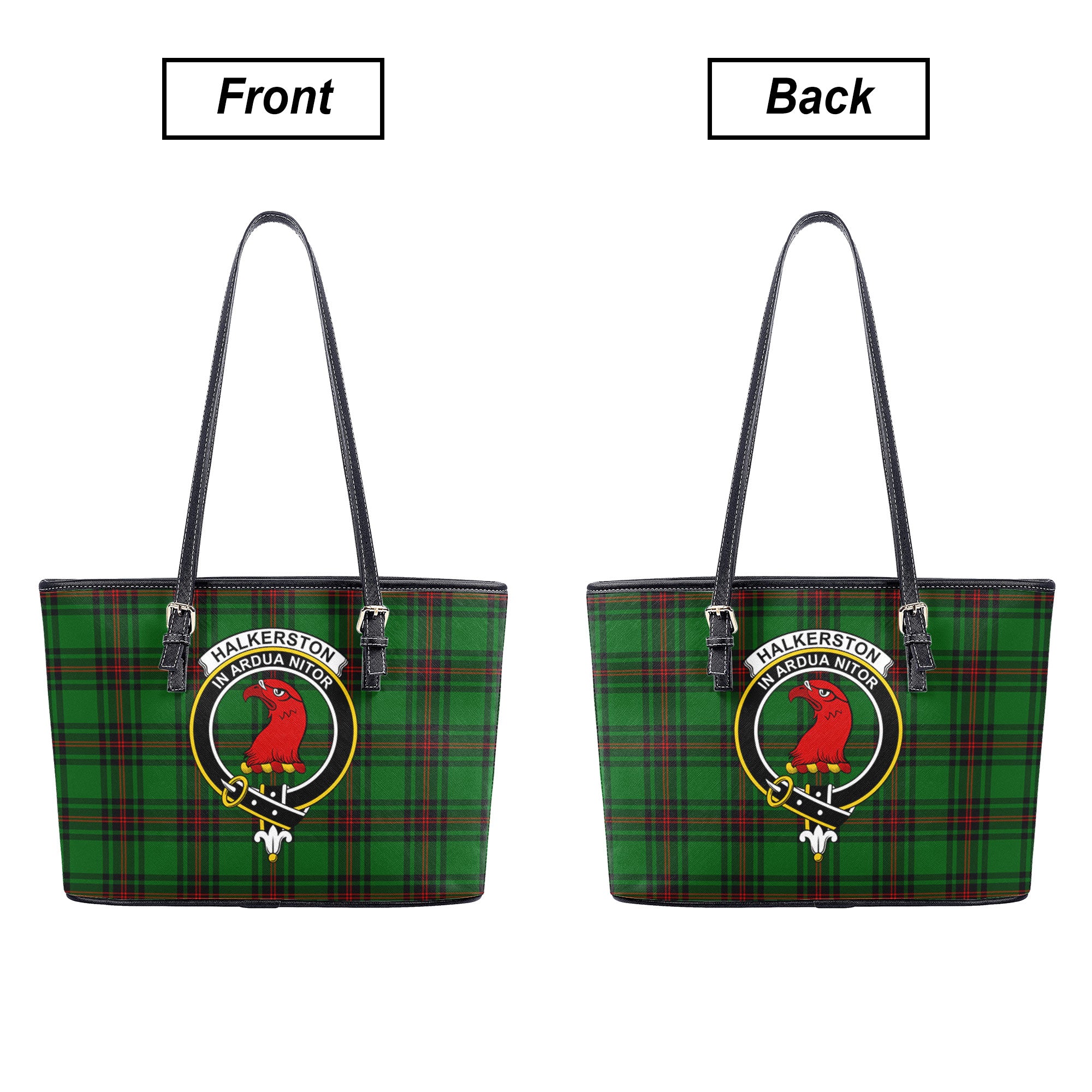 Halkerston Tartan Crest Leather Tote Bag