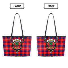 Hamilton Modern Tartan Crest Leather Tote Bag