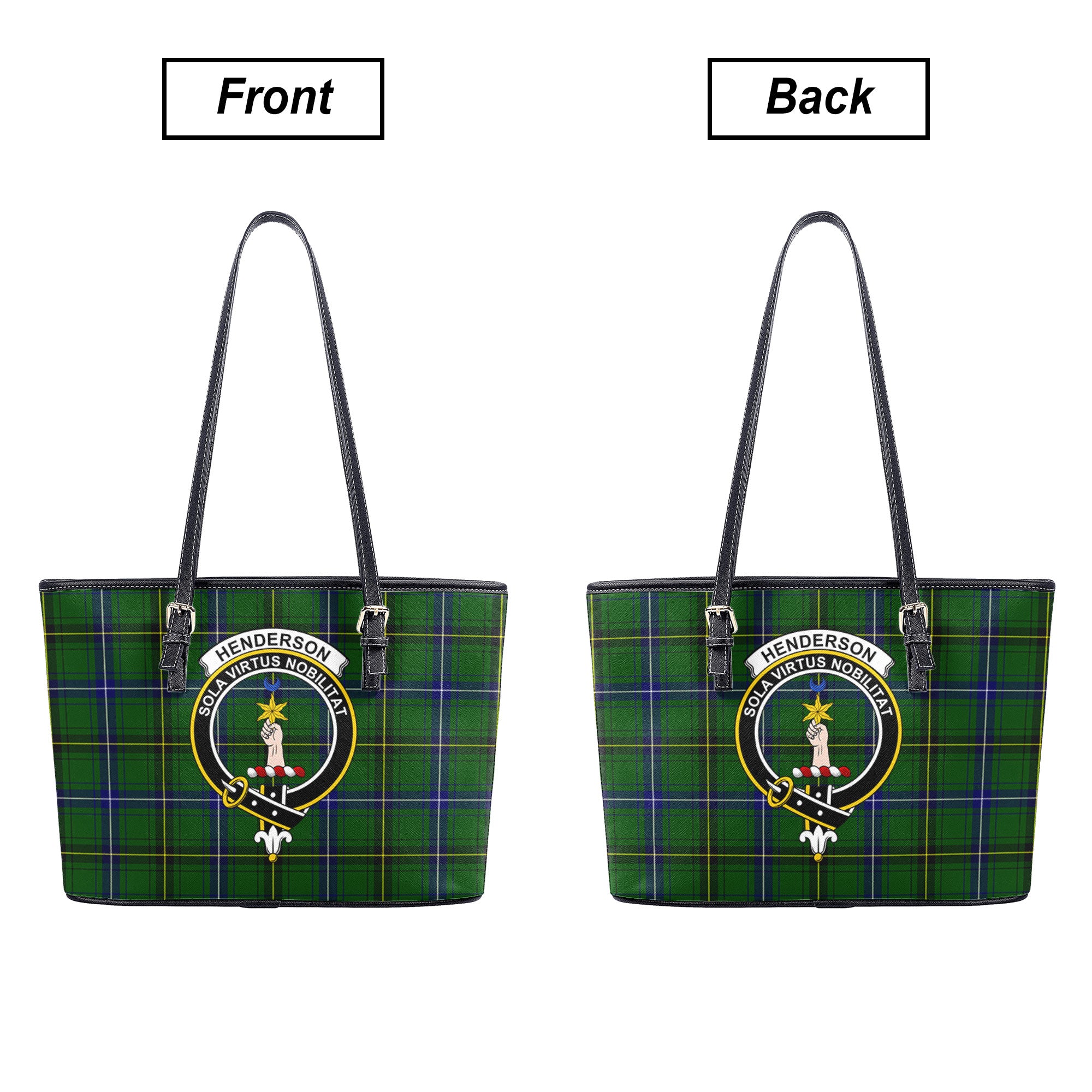 Henderson Modern Tartan Crest Leather Tote Bag