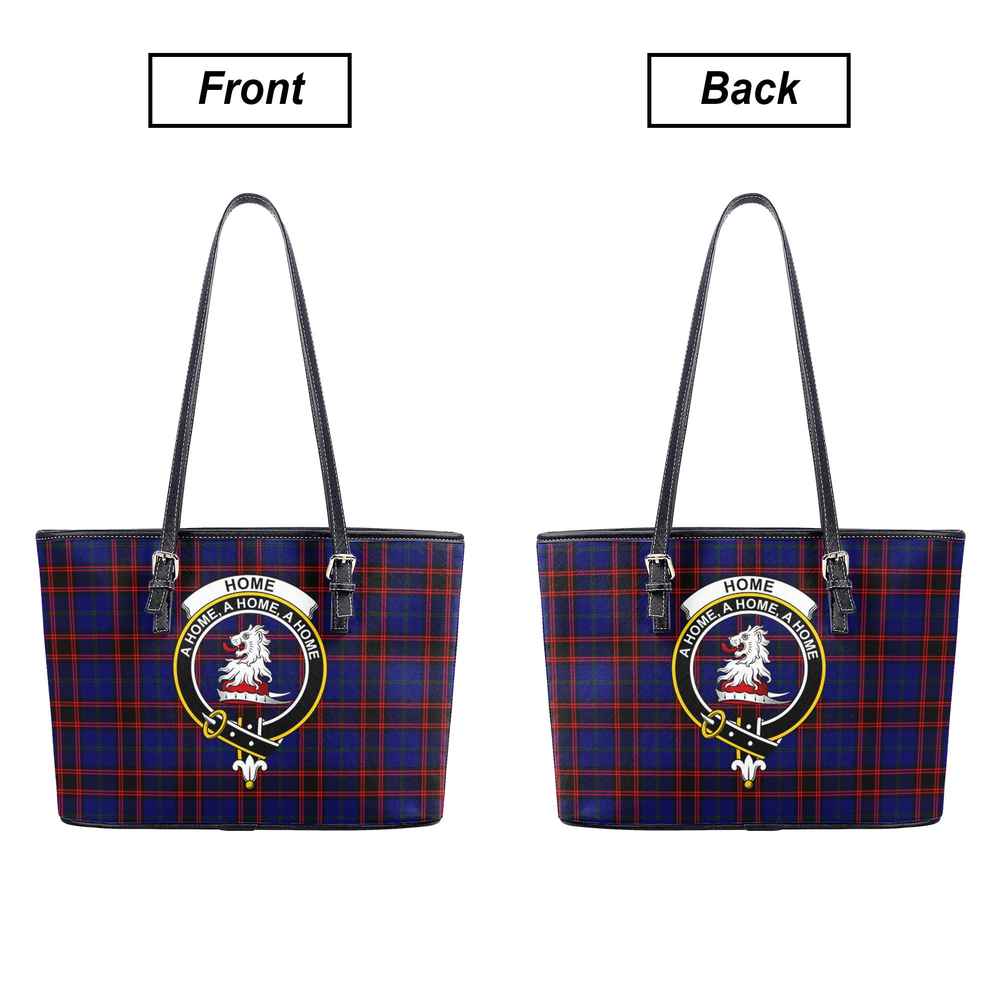 Home Modern Tartan Crest Leather Tote Bag