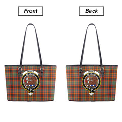 Innes Ancient Tartan Crest Leather Tote Bag