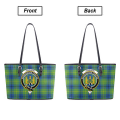 Johnson Ancient Tartan Crest Leather Tote Bag