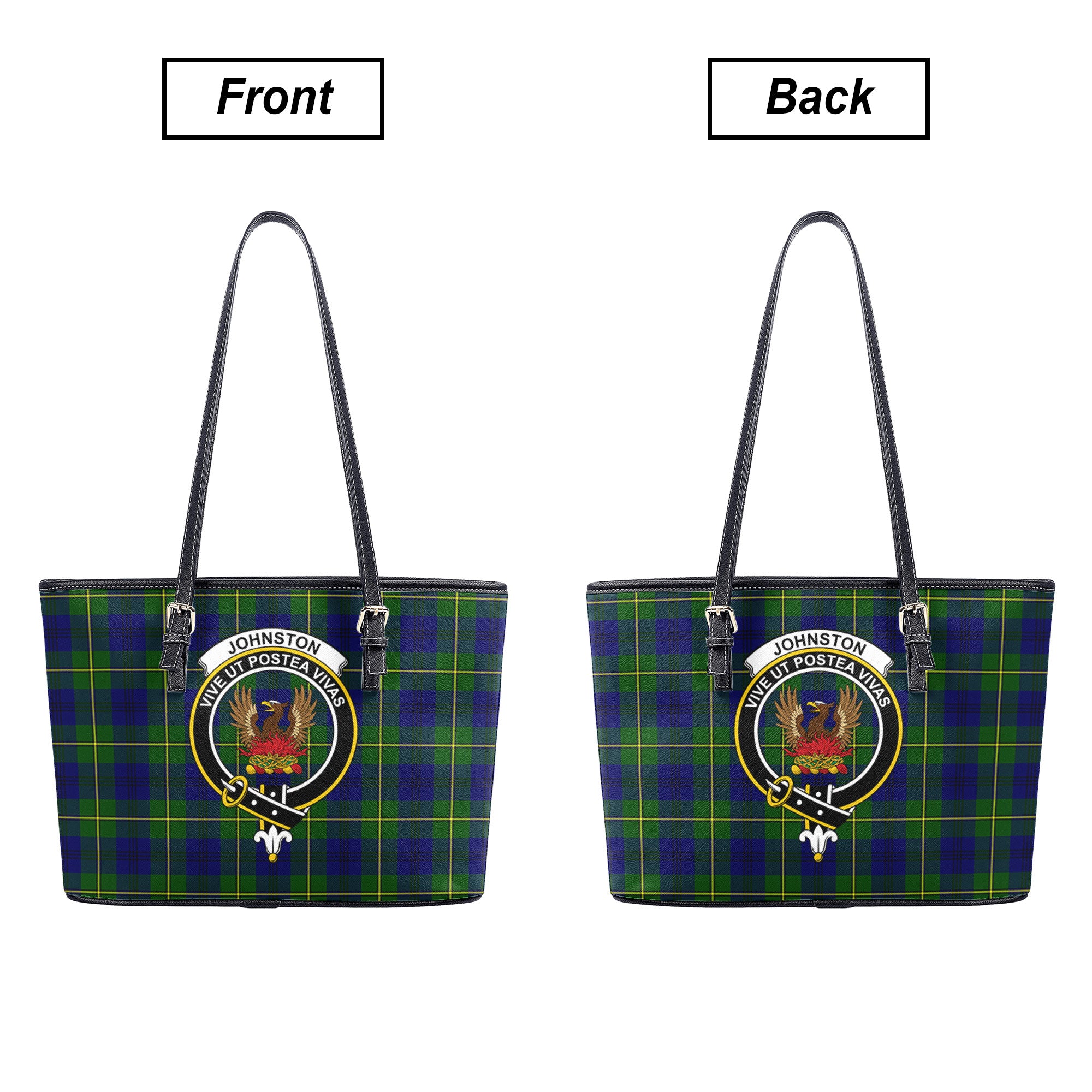 Johnston of Caskieben Tartan Crest Leather Tote Bag