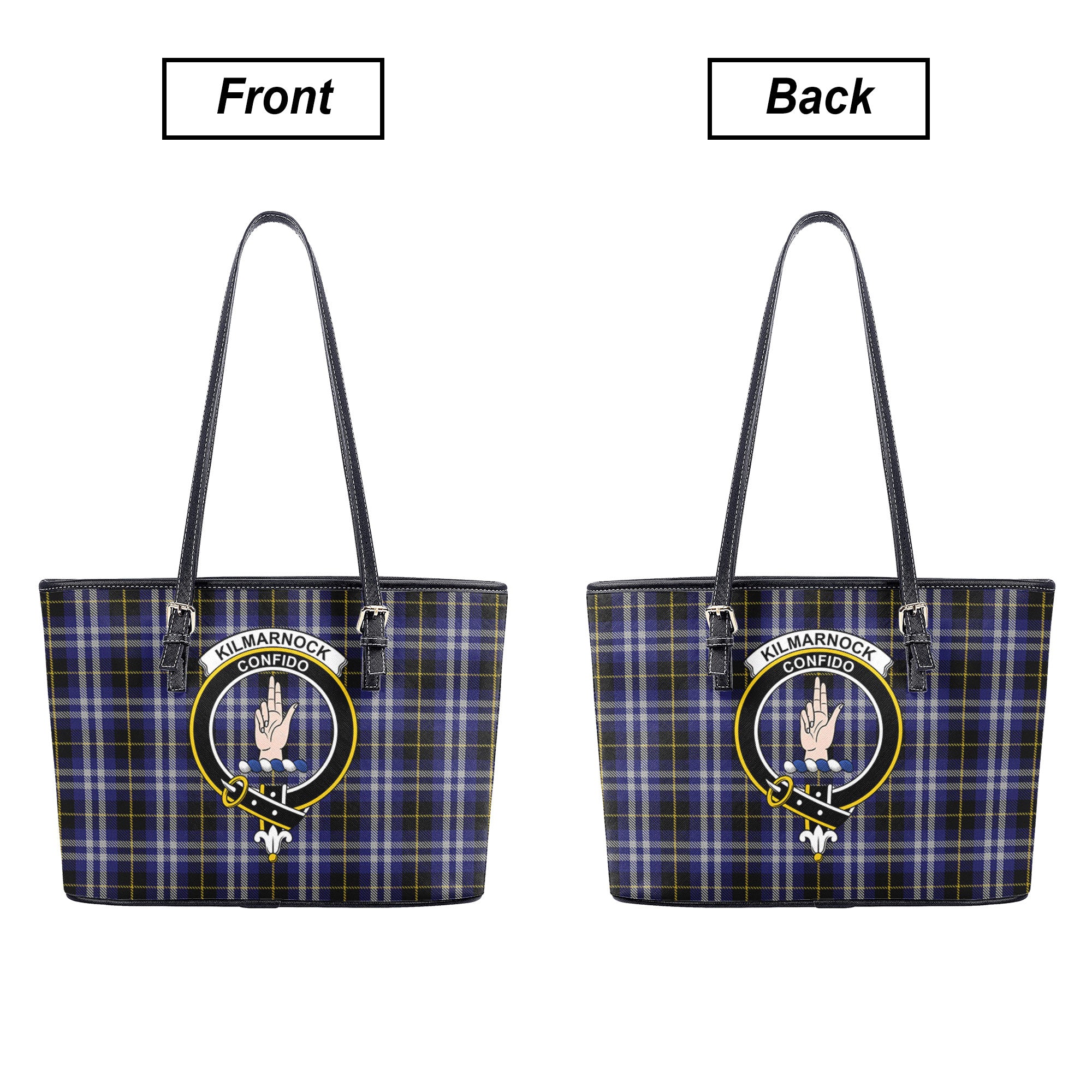 Kilmarnock Tartan Crest Leather Tote Bag