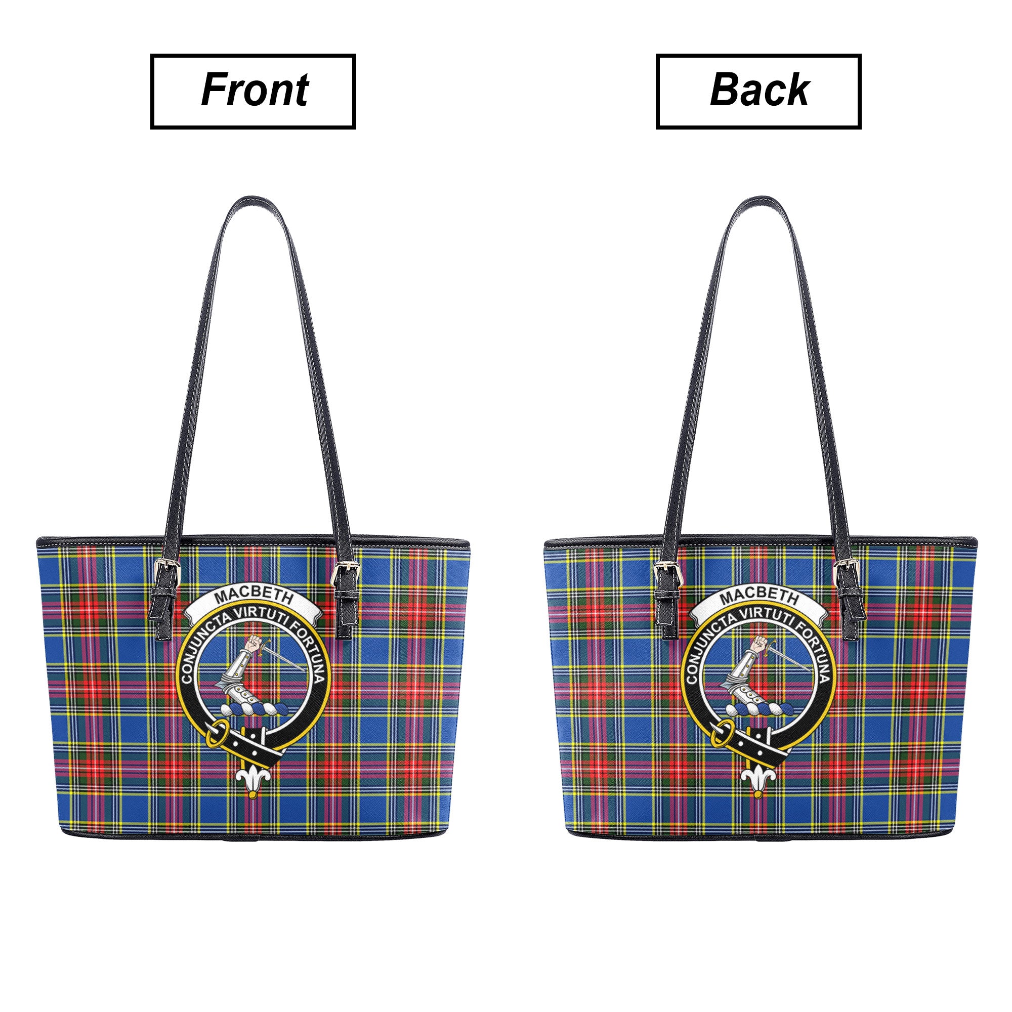 MacBeth Modern Tartan Crest Leather Tote Bag