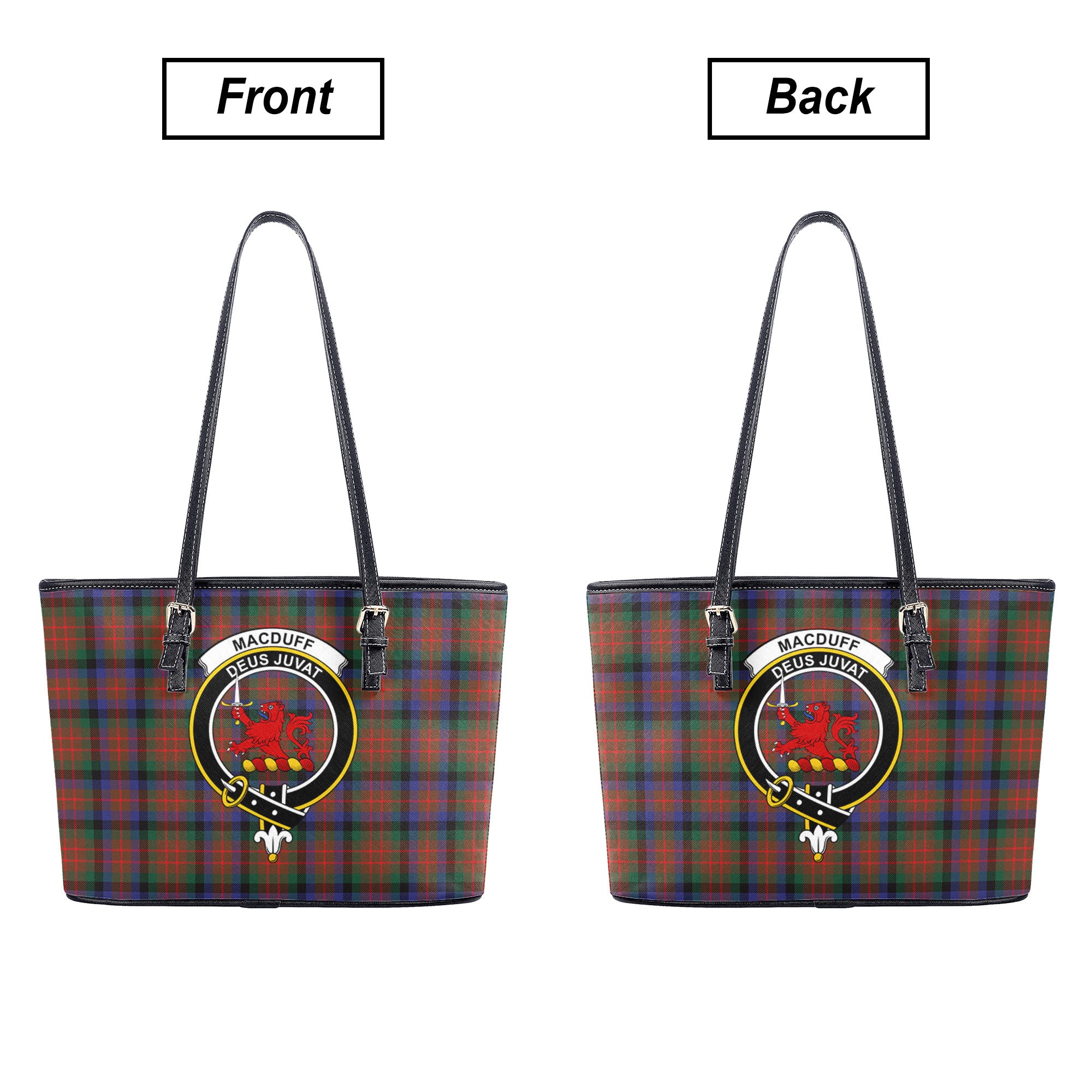 MacDuff Hunting Modern Tartan Crest Leather Tote Bag