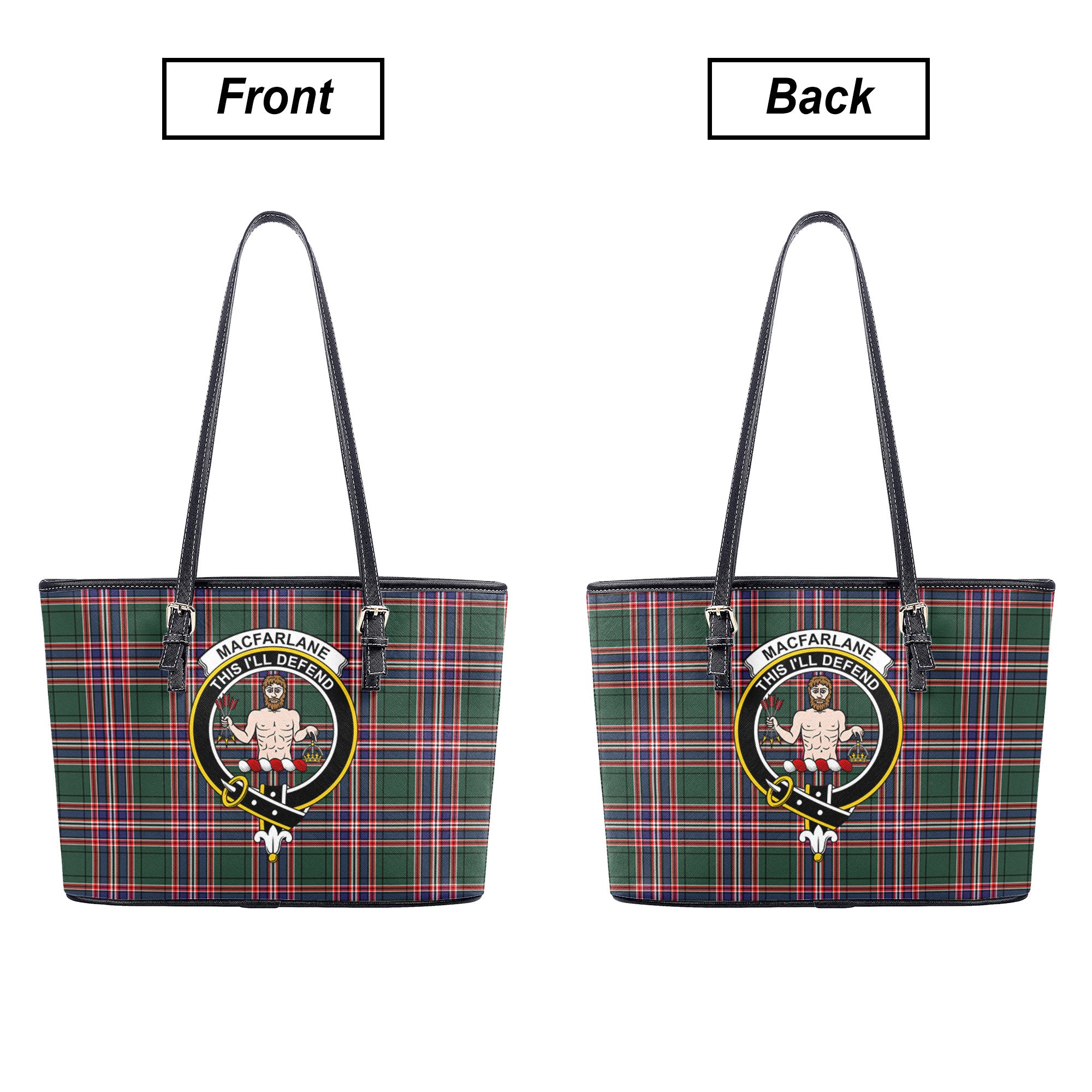 MacFarlane Hunting Modern Tartan Crest Leather Tote Bag