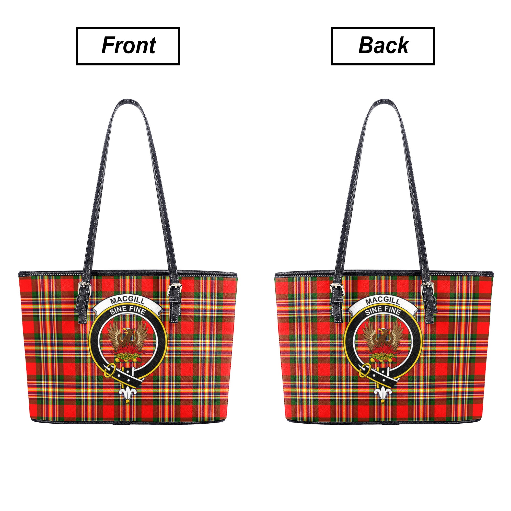 MacGill Modern Tartan Crest Leather Tote Bag