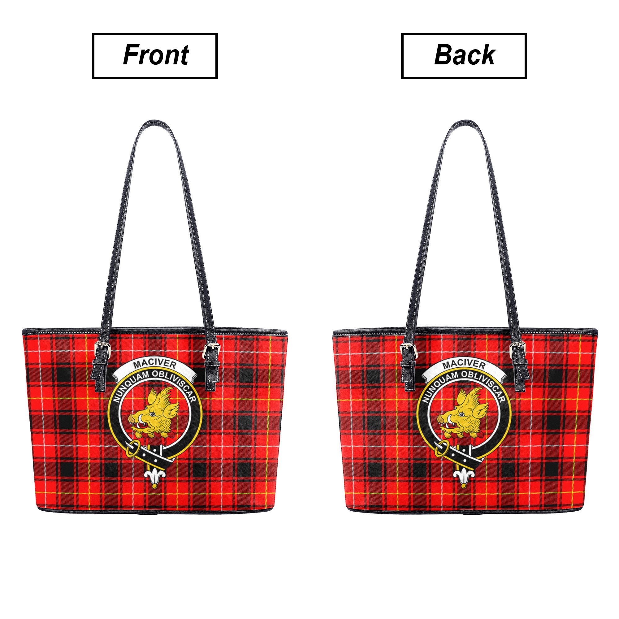 MacIver Modern Tartan Crest Leather Tote Bag