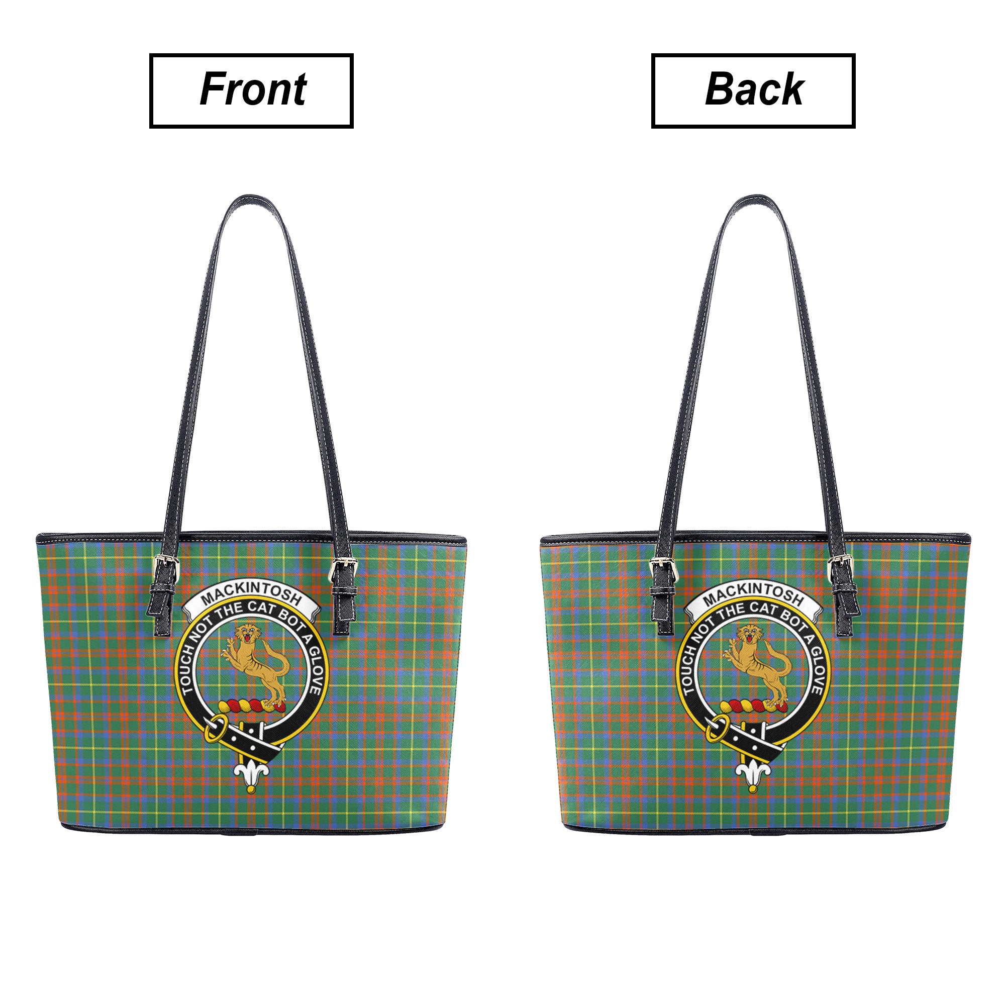 MacKintosh Hunting Ancient Tartan Crest Leather Tote Bag