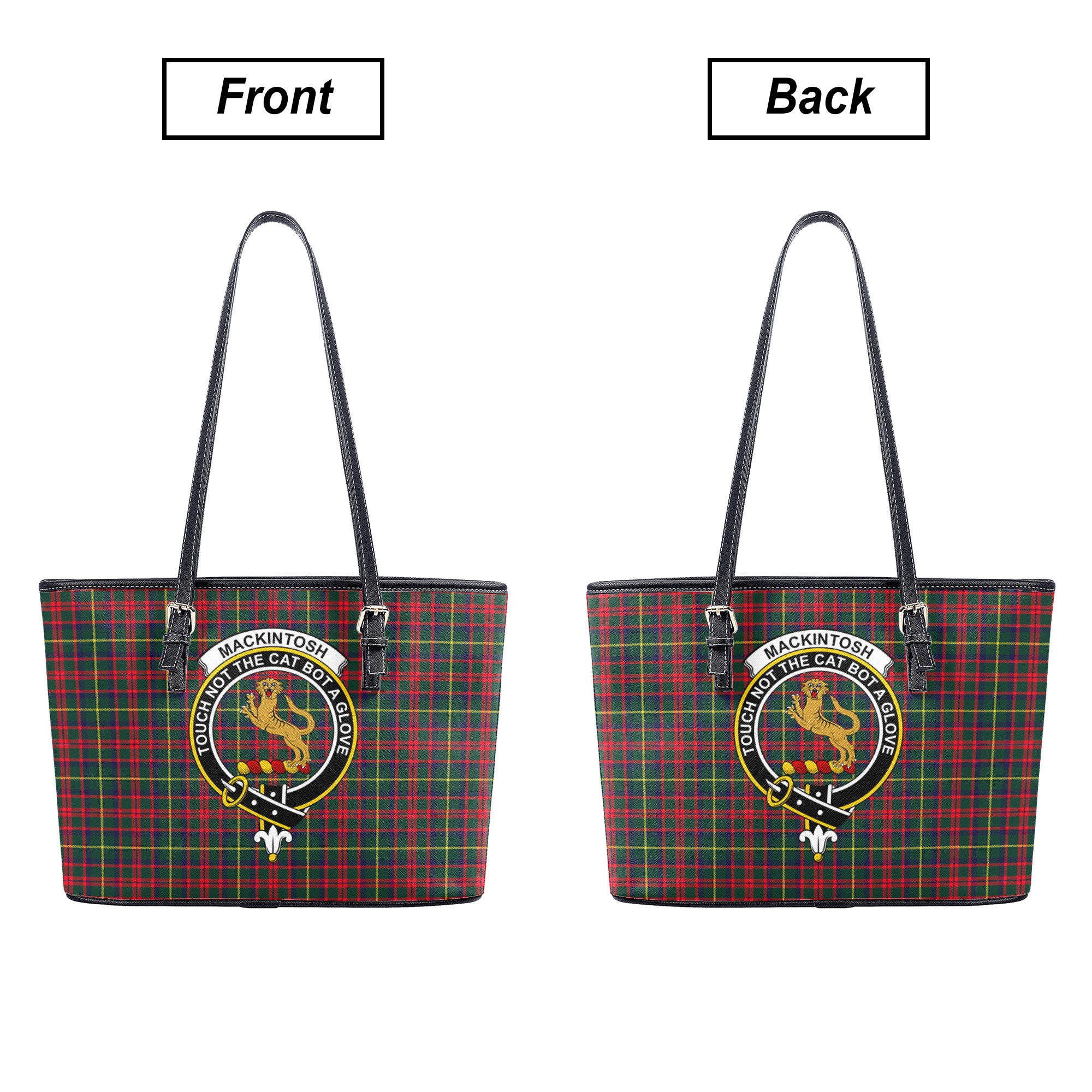 MacKintosh Hunting Modern Tartan Crest Leather Tote Bag