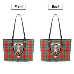 MacLean of Duart Modern Tartan Crest Leather Tote Bag