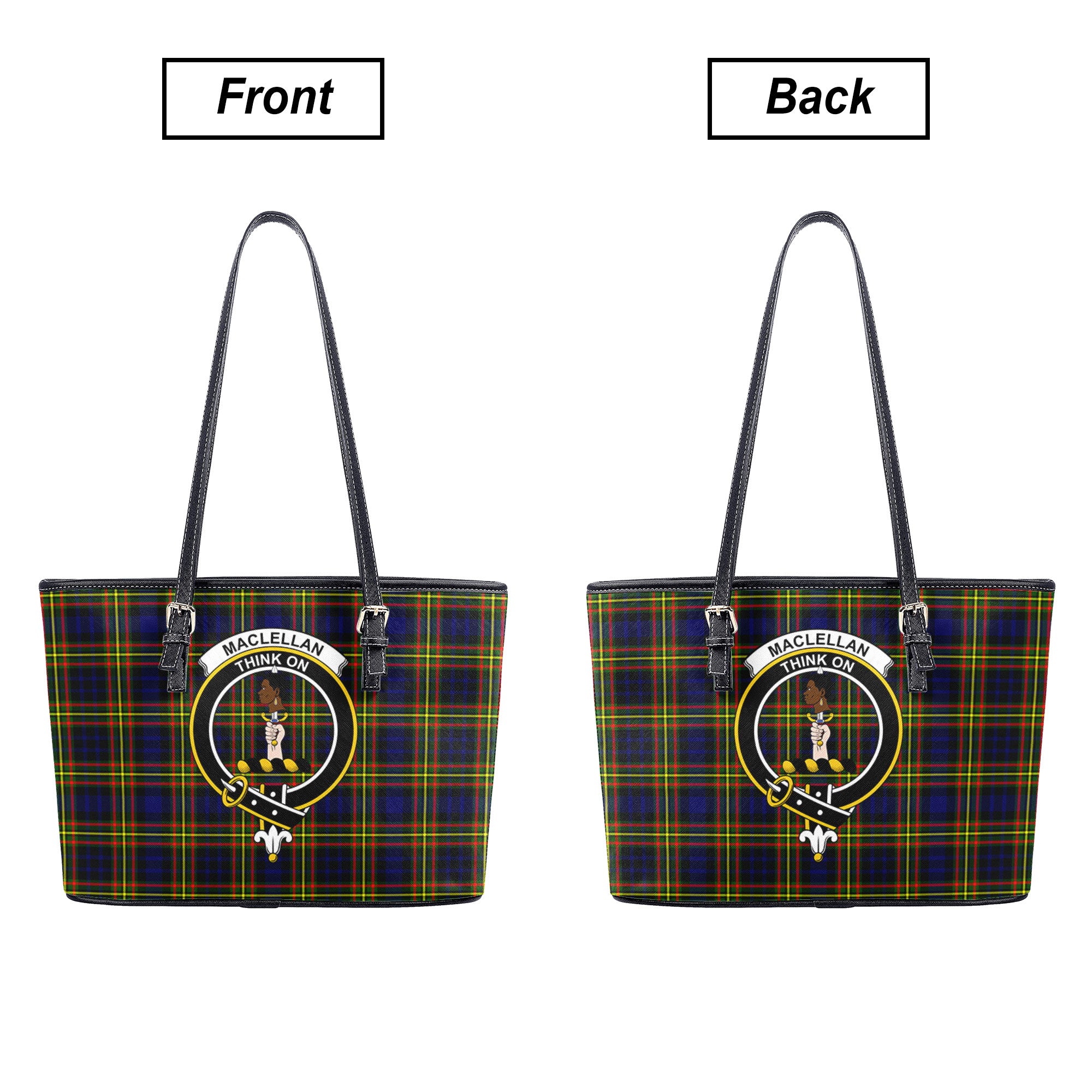 MacLellan Modern Tartan Crest Leather Tote Bag