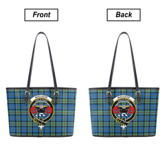 MacLeod of Harris Ancient Tartan Crest Leather Tote Bag