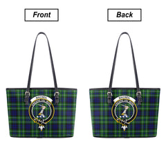 MacNeil of Colonsay Modern Tartan Crest Leather Tote Bag