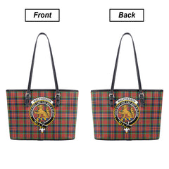 MacPherson Ancient Tartan Crest Leather Tote Bag