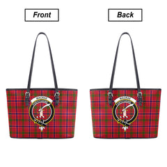 MacRae Modern Tartan Crest Leather Tote Bag