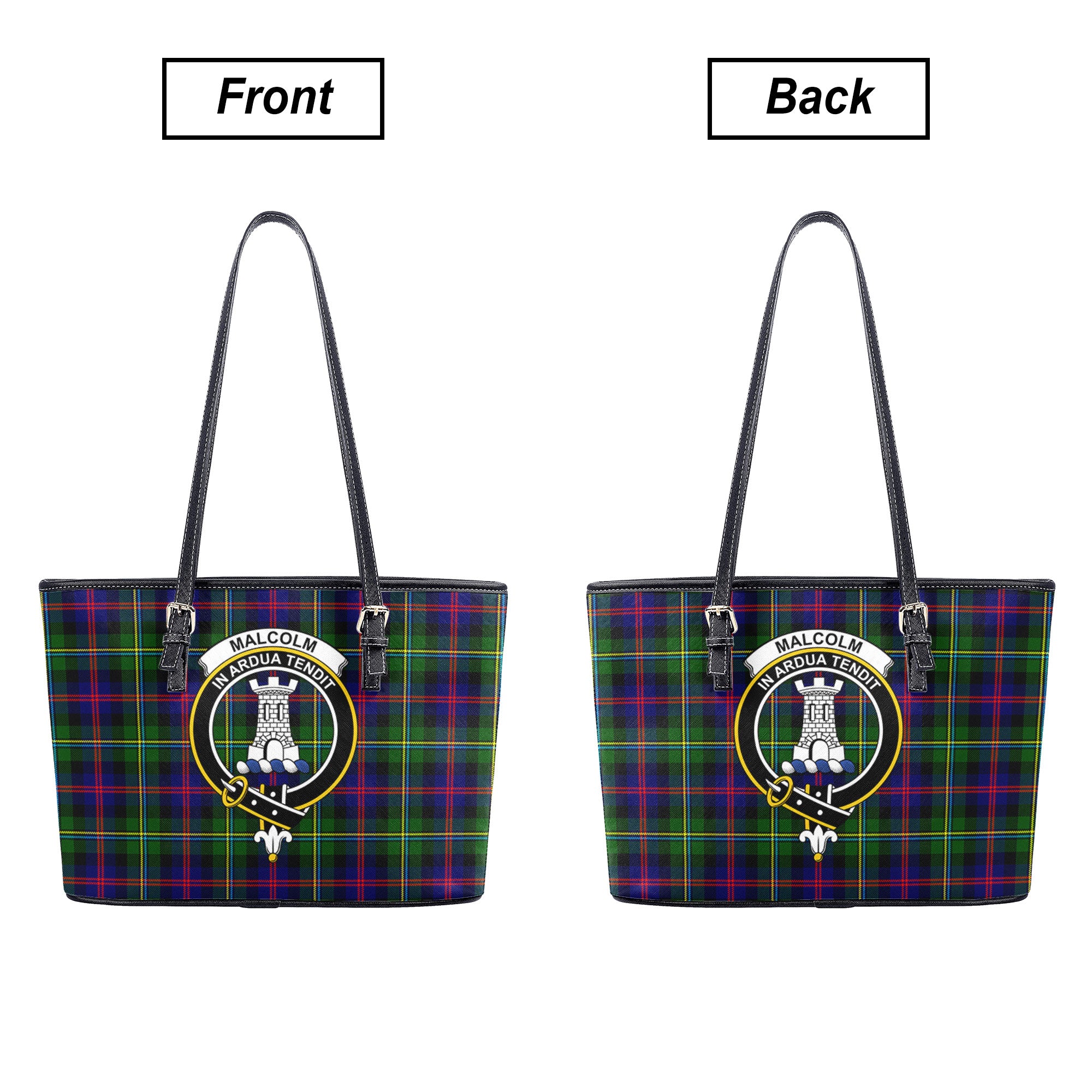 Malcolm (or MacCallum) Tartan Crest Leather Tote Bag